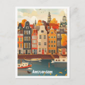 Amsterdam Nederland Art Vintage Travel Briefkaart (Voorkant)