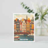 Amsterdam Nederland Art Vintage Travel Briefkaart (Staand voorkant)