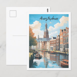 Amsterdam Nederland Beroemde Reisplaats Briefkaart