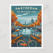 Amsterdam Nederland Beroemde Vintage Travel Place Briefkaart (Voorkant)