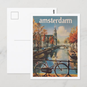 Amsterdam Nederland Beroemde Vintage Travel Place Briefkaart