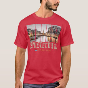 Amsterdam Nederland bij nacht Holland  sou T-shirt