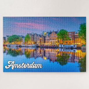Amsterdam, Nederland, bij zonsondergang Legpuzzel