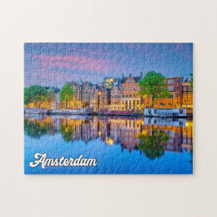 Amsterdam, Nederland, bij zonsondergang Legpuzzel