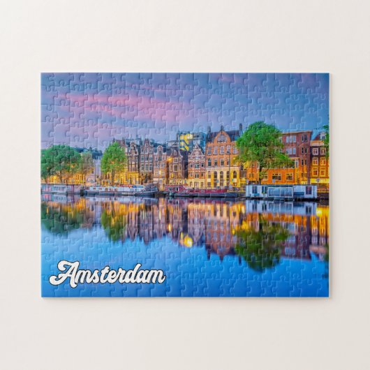Amsterdam, Nederland, bij zonsondergang Legpuzzel (Horizontaal)