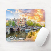 Amsterdam, Nederland, bij zonsondergang Muismat (Met muis)