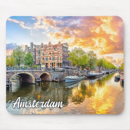 Amsterdam, Nederland, bij zonsondergang Muismat (Voorkant)