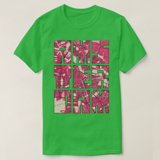 Amsterdam Nederland Blossom Stadsplattegrond Typog T-shirt (Design voorkant)