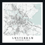 Amsterdam Nederland Blue Water Street Map Poster<br><div class="desc">Amsterdam Nederland Blue Water Gedetailleerde Straatkaart</div>