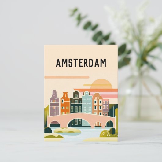 Amsterdam nederland briefkaart (Staand voorkant)