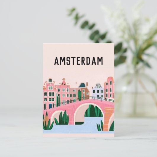 Amsterdam nederland briefkaart (Staand voorkant)