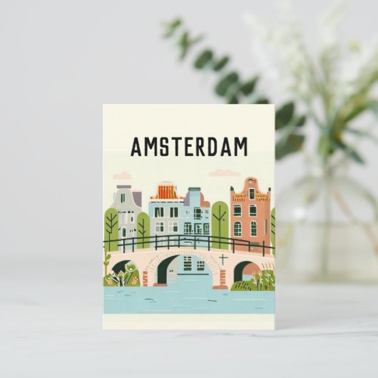 Amsterdam nederland briefkaart (Staand voorkant)