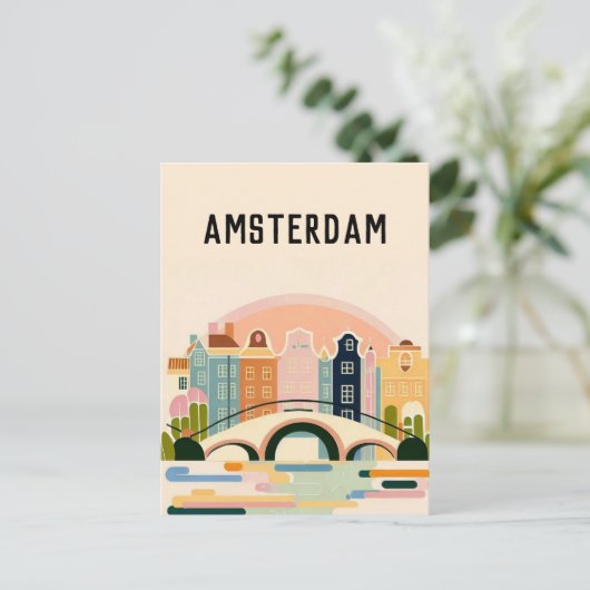 Amsterdam nederland briefkaart (Staand voorkant)