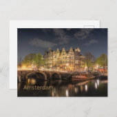 Amsterdam, Nederland City Bridge Night Uitzicht Briefkaart (Voorkant / Achterkant)