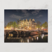 Amsterdam, Nederland City Bridge Night Uitzicht Briefkaart (Voorkant)