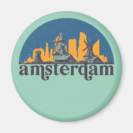 Amsterdam Nederland  City Skyline Magneet (Voorkant)