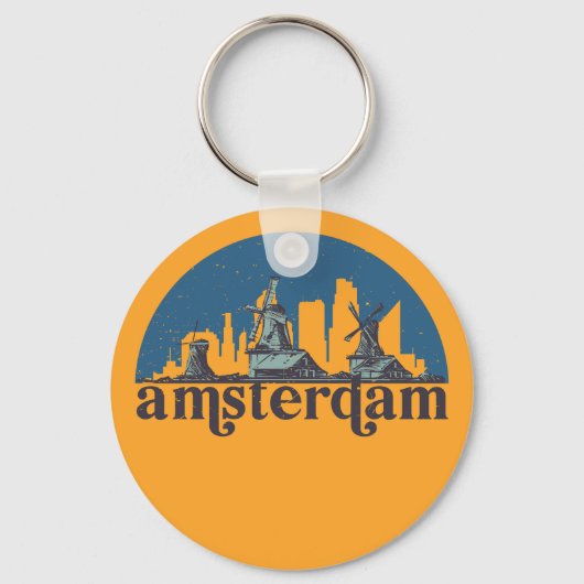Amsterdam Nederland  City Skyline Sleutelhanger (Voorkant)