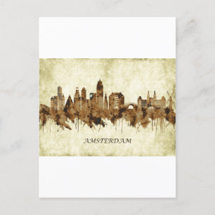 Amsterdam Nederland Cityscape Uitnodiging Briefkaart