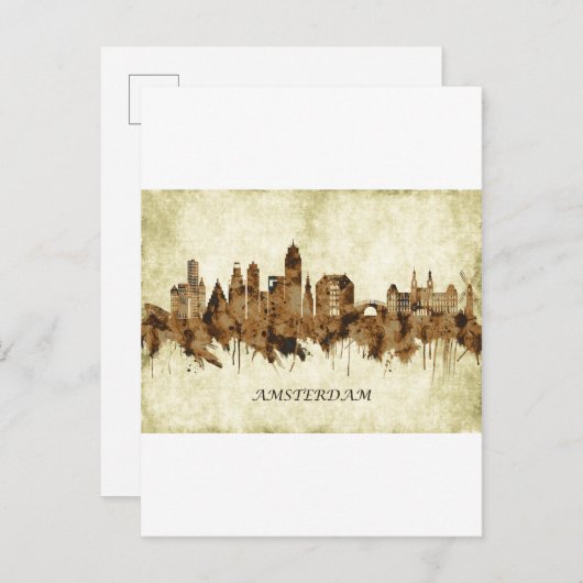 Amsterdam Nederland Cityscape Uitnodiging Briefkaart (Voorkant / Achterkant)