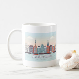 Amsterdam Nederland Damrak Pastel Travel Design Koffiemok