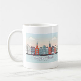 Amsterdam Nederland Damrak Pastel Travel Design Koffiemok
