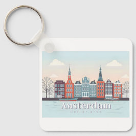 Amsterdam Nederland Damrak Pastelreizen Sleutelhanger