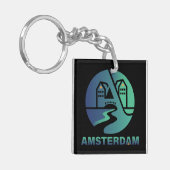 Amsterdam Nederland Europa Sleutelhanger (Voorkant Links)