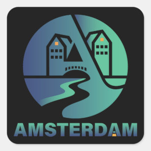 Amsterdam Nederland Europa Vierkante Sticker