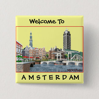 AMSTERDAM , NEDERLAND - Gepersonaliseerd Vierkante Button 5,1 Cm