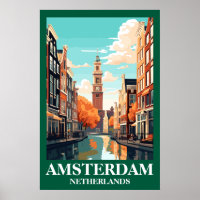 Amsterdam Nederland Gracht Vintage Reis Kunst