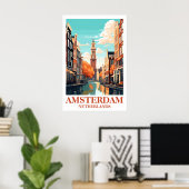Amsterdam Nederland Grachten Reis Kunst Poster (Thuiskantoor)