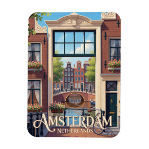 Amsterdam Nederland Grachtenhuizen Reizen Magneet