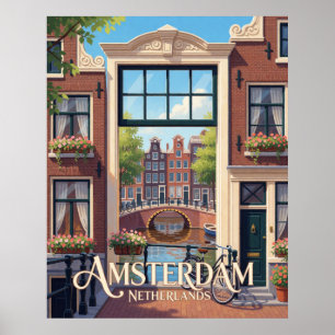 Amsterdam Nederland Grachtenhuizen Reizen Poster