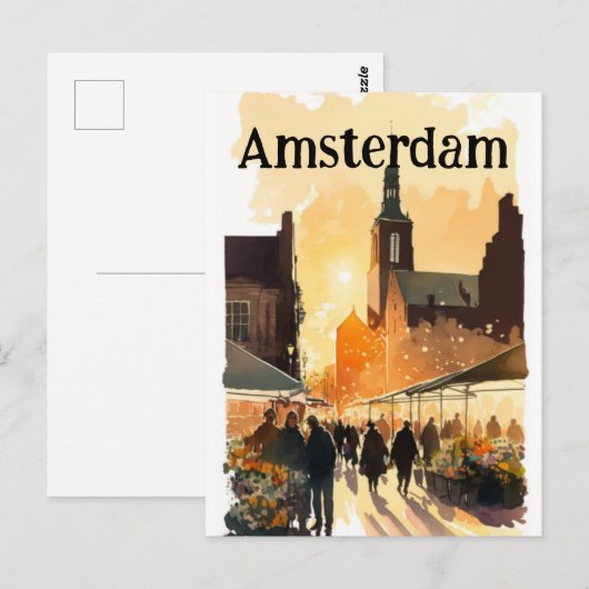 Amsterdam Nederland Holland Briefkaart (Voorkant / Achterkant)
