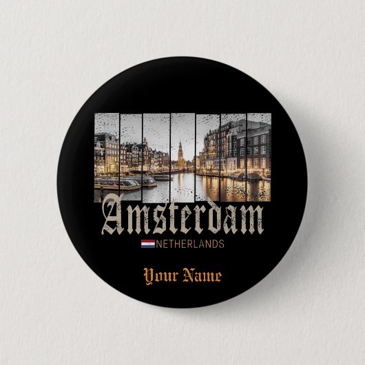 Amsterdam Nederland Holland  souvenir Ronde Button 5,7 Cm (Voorkant)