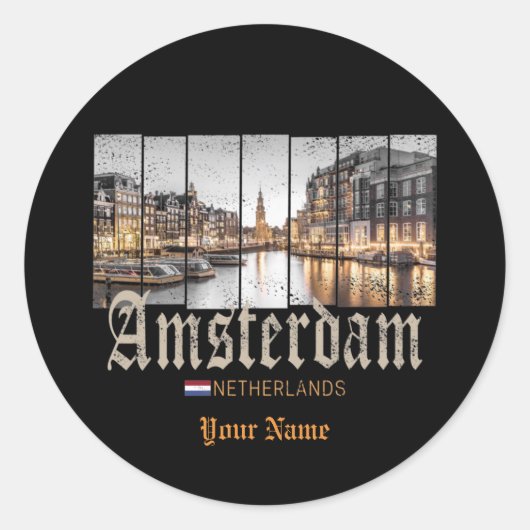Amsterdam Nederland Holland souvenir Ronde Sticker (Voorkant)