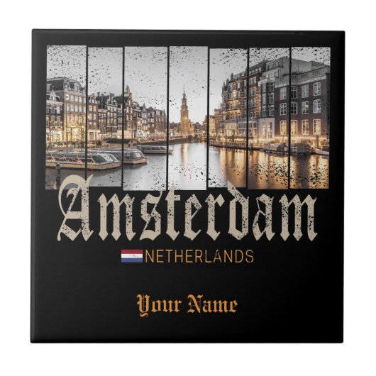 Amsterdam Nederland Holland  souvenir Tegeltje (Voorkant)