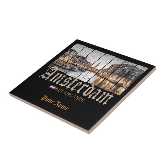 Amsterdam Nederland Holland souvenir Tegeltje (Zijkant)