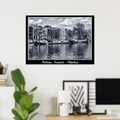 Amsterdam - Nederland, Huisboten (Poster) Poster (Thuiskantoor)