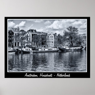Amsterdam - Nederland, Huisboten (Poster) Poster