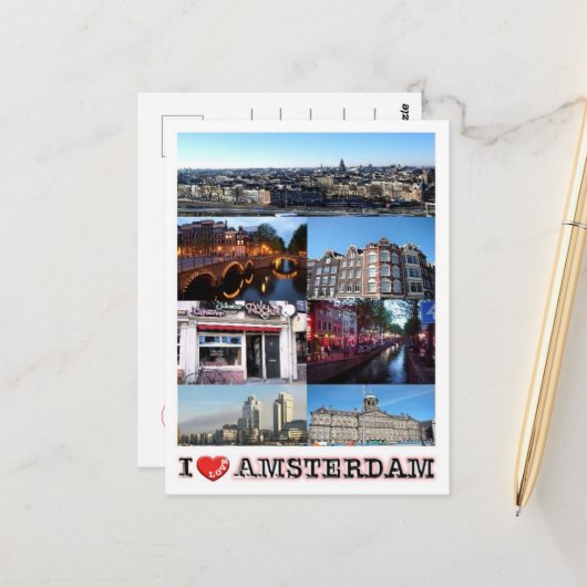Amsterdam - Nederland - I Love - Briefkaart (Voorkant / Achterkant in situ)
