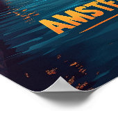 Amsterdam Nederland  Illustratie Reizen Poster (Hoek)