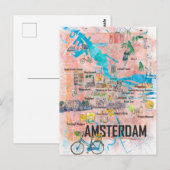 Amsterdam Nederland Illustreerde kaart met wegen (Voorkant / Achterkant)