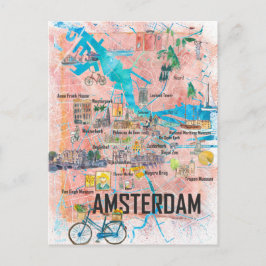 Amsterdam Nederland Illustreerde kaart met wegen