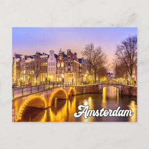 Amsterdam, Nederland, in de vroege avond Briefkaart