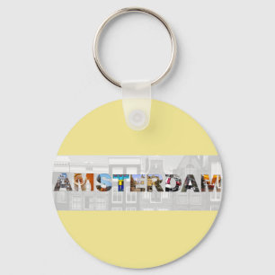 Amsterdam Nederland Kanaalhuizen Reisfoto's Sleutelhanger