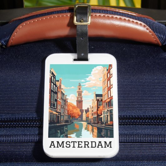 Amsterdam Nederland Kanaalreizen Bagagelabel (Voorkant Insitu 2)