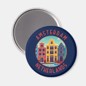 Amsterdam Nederland Kleurrijke huizen in nood Magneet (Voorkant / Achterkant)