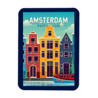 Amsterdam Nederland Kleurrijke Huizen Reizen Retro