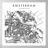 Amsterdam Nederland Minimale Modern Street Map